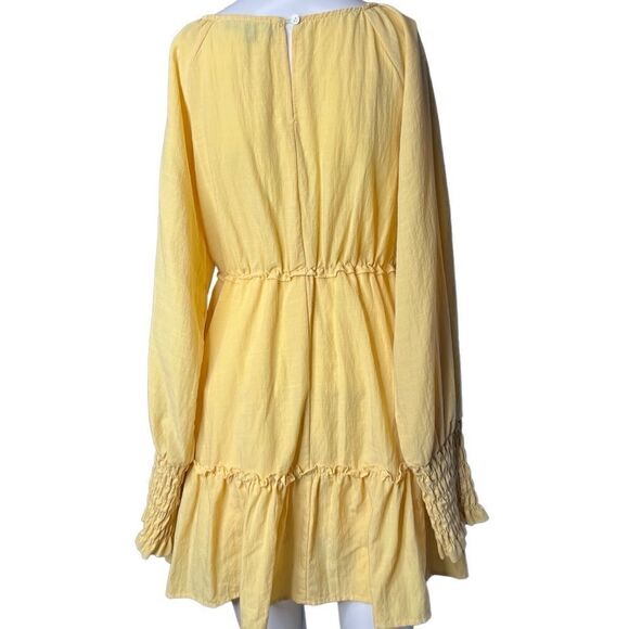 Lulu's Creative Idea Ruffled Long Sleeve Mini Dress Light Yellow Size Small - Picture 2 of 4